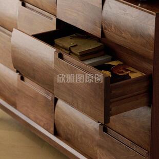 北美黑胡桃木斗柜全实木八斗柜卧室置物柜家用客厅边柜立柜抽屉柜