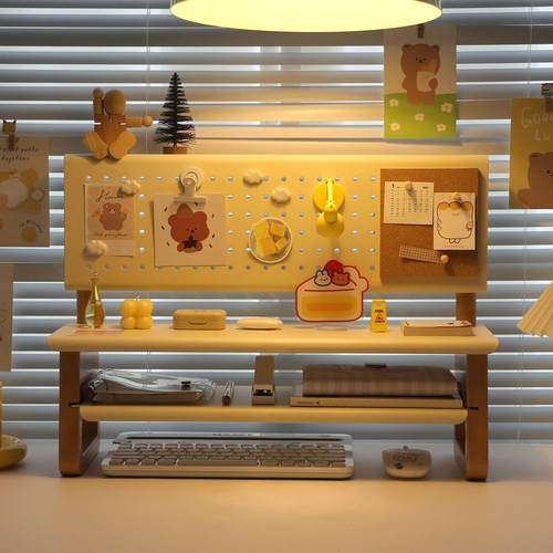 洞小板洞洞板办公桌书桌面置物架免打孔储物架层架立式增高收纳架