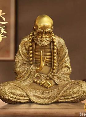 纯铜菩提达摩祖师佛像黄铜摆件室内寺庙佛堂供奉罗汉达摩摆放用品