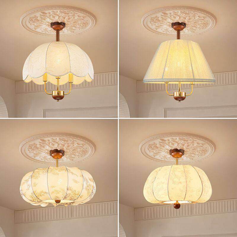 中古风卧室吸顶灯法式覆古南洋风小客厅饭厅书房胡桃木布艺大吸顶