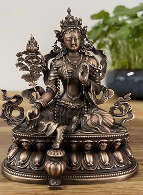 尼泊尔工艺纯铜藏传财神佛母财源天母佛像摆件紫铜家居供奉民族风