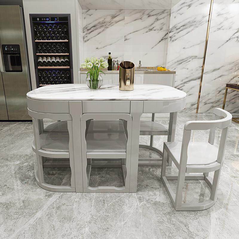 全实木餐桌椅小户型饭厅长方形现代简约大理石家用轻奢省空间饭桌