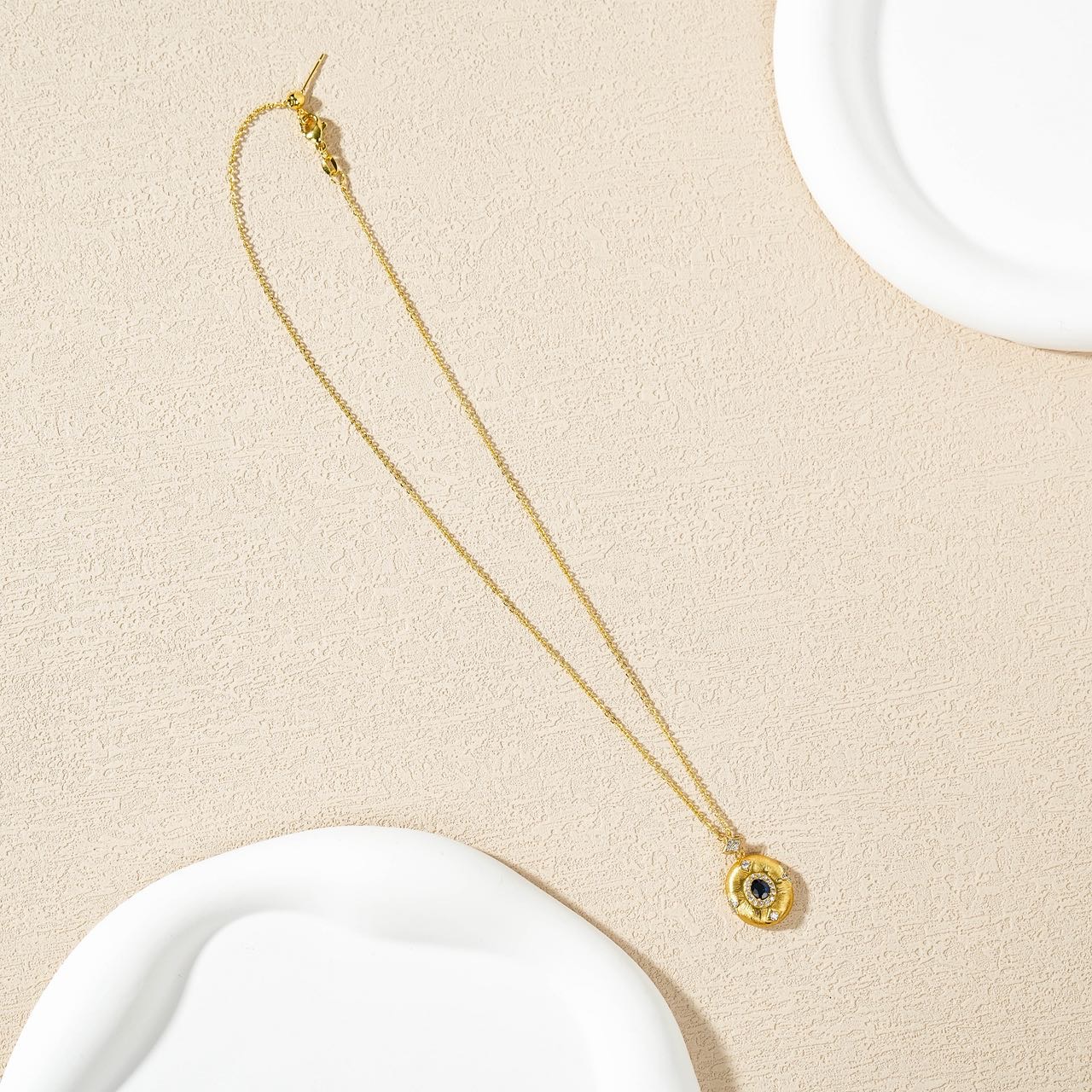 云上叙S925银镶嵌蓝宝石吊坠多样性发4.5*3.5mm-V31796-E（商城）