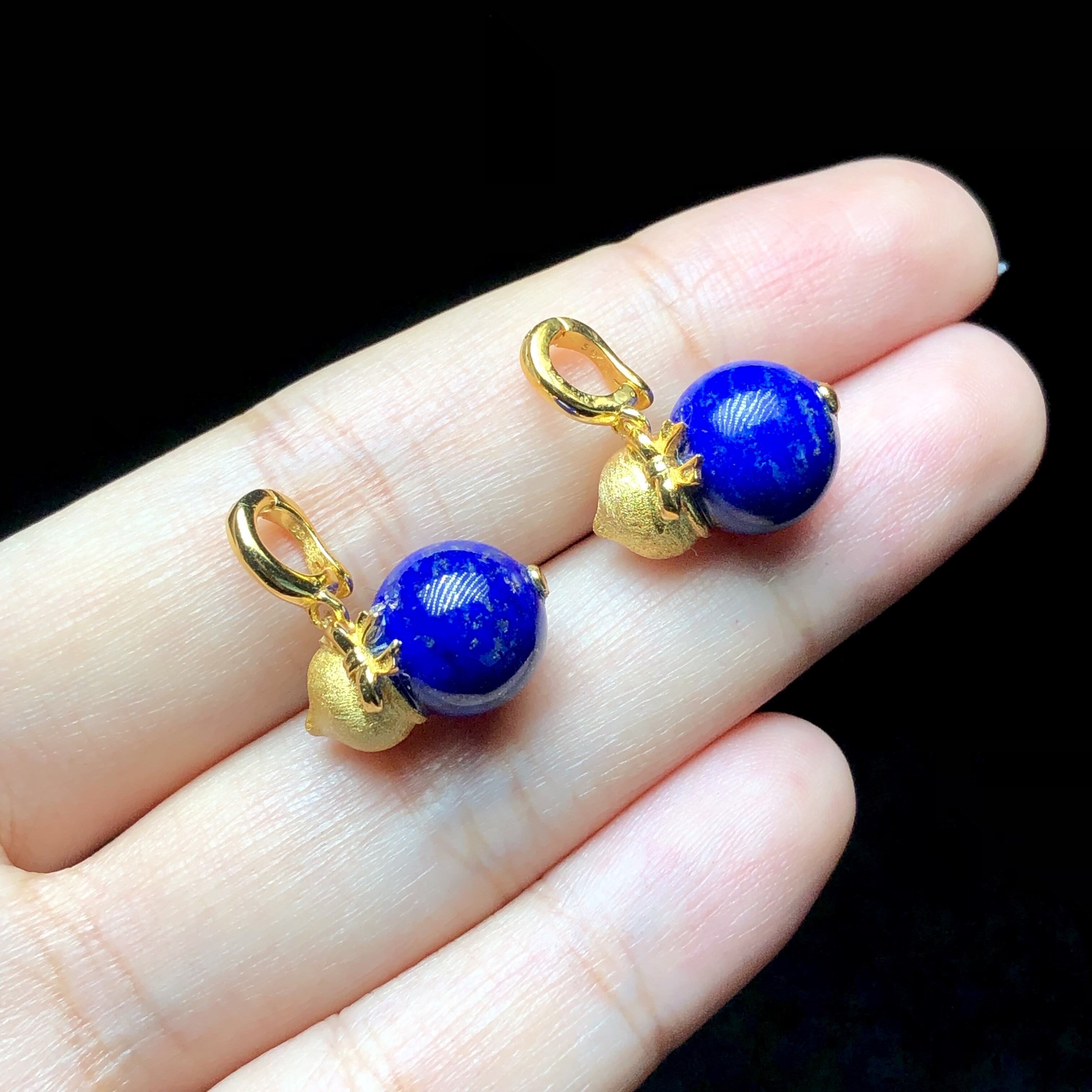 S925银镶嵌青金石葫芦吊坠-多样性发其一-10mm-V05940-E（商城）