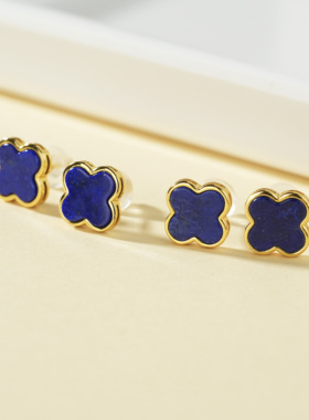 云上叙20 DS30296 青金石耳钉-多样性发一件-8*8mm（甄选）