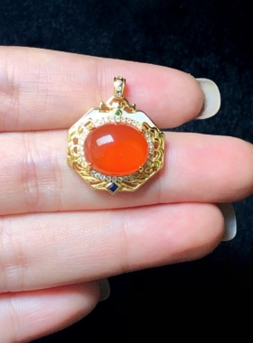 云上叙天然保山南红吊坠冰红新中式平安锁项坠V98400-E（商城）