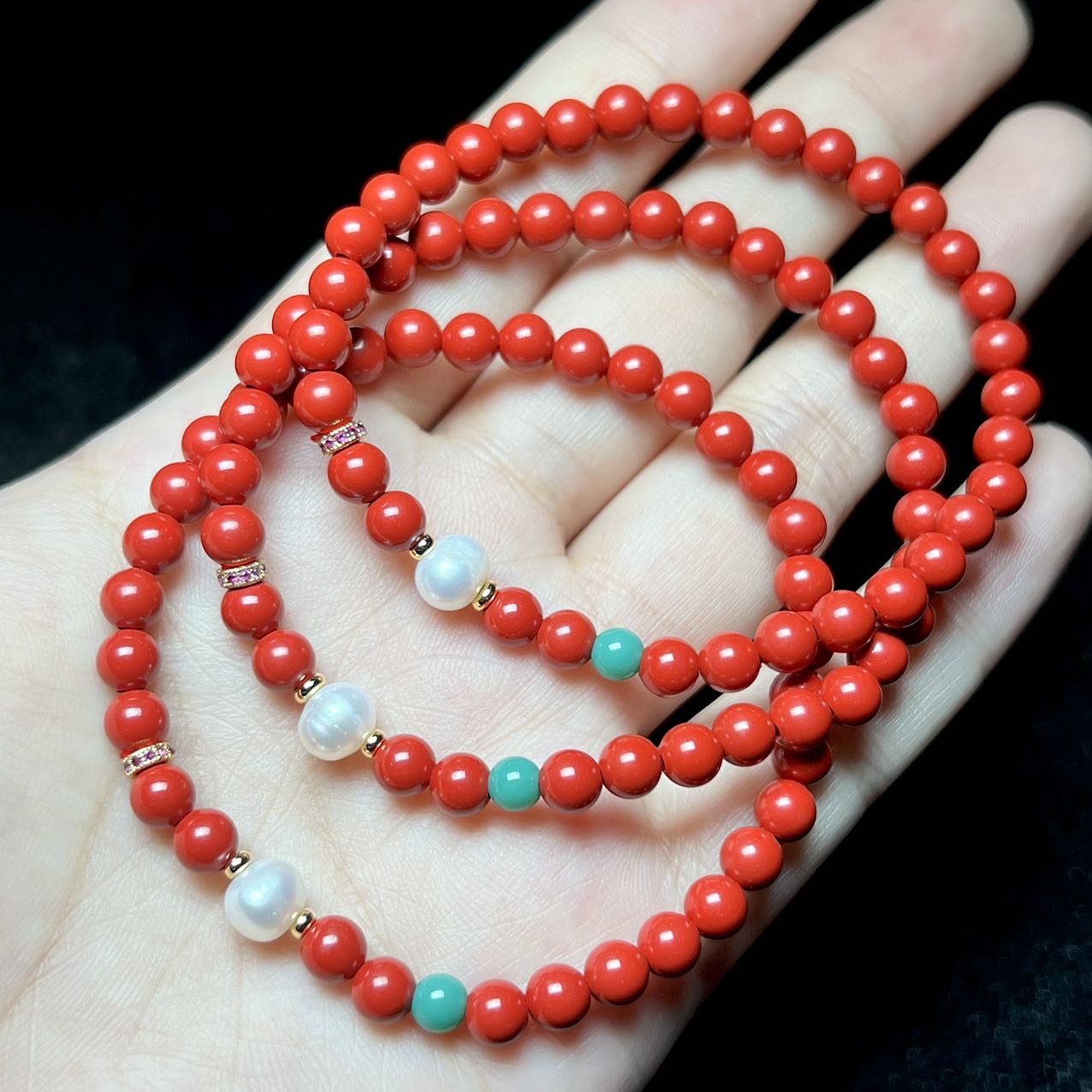 朱砂DIY单圈国风女手串