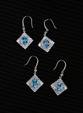 云上叙S925银托帕石耳钩-多样性发一件-6×8mm+v06408-E（商城)