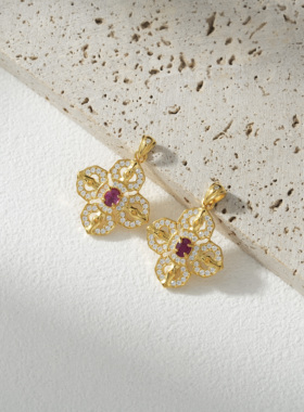 S925银镶嵌红宝石吊坠-多样性发其一- 4*4.5mm-V03375-E（商城）