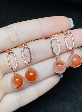 云上叙20 DS15447 南红耳钩-多样性发一件-8mm（甄选）