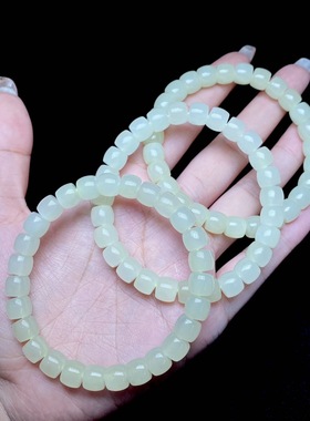 云上叙14 DS24515 和田玉手串-多样性发一件-约6.5x7.5mm（甄选）