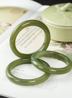 云上叙13 DS22465-和田玉手镯-多样性发其一-11×7mm（甄选）