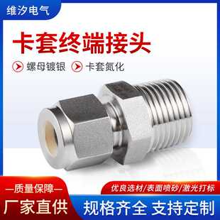 镀银外螺纹卡套接头 304不锈钢直通卡套终端接头