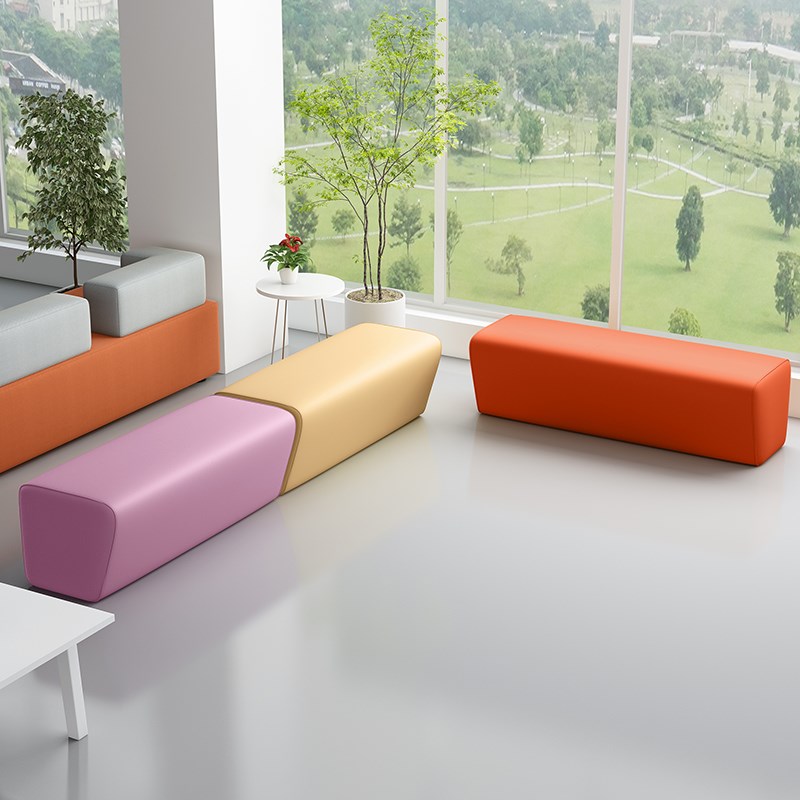 换鞋凳休息区沙发软包长条凳皮凳子简易理发店长方形坐椅走廊过道