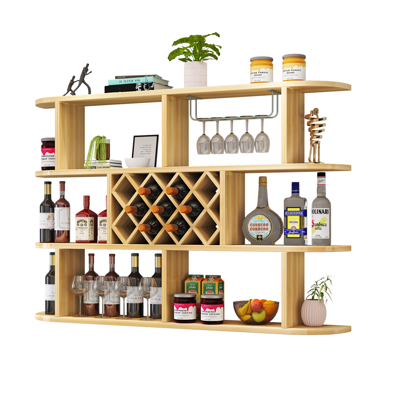 简约壁挂酒柜置物架酒架挂墙红酒收纳架餐厅菱形酒格架悬挂红酒架