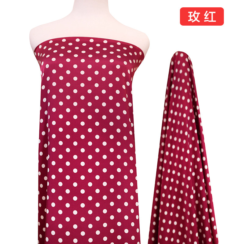 圆点波点弹力缎真丝布料 旗袍连衣裙衬衫上衣绸缎桑蚕丝服装面料