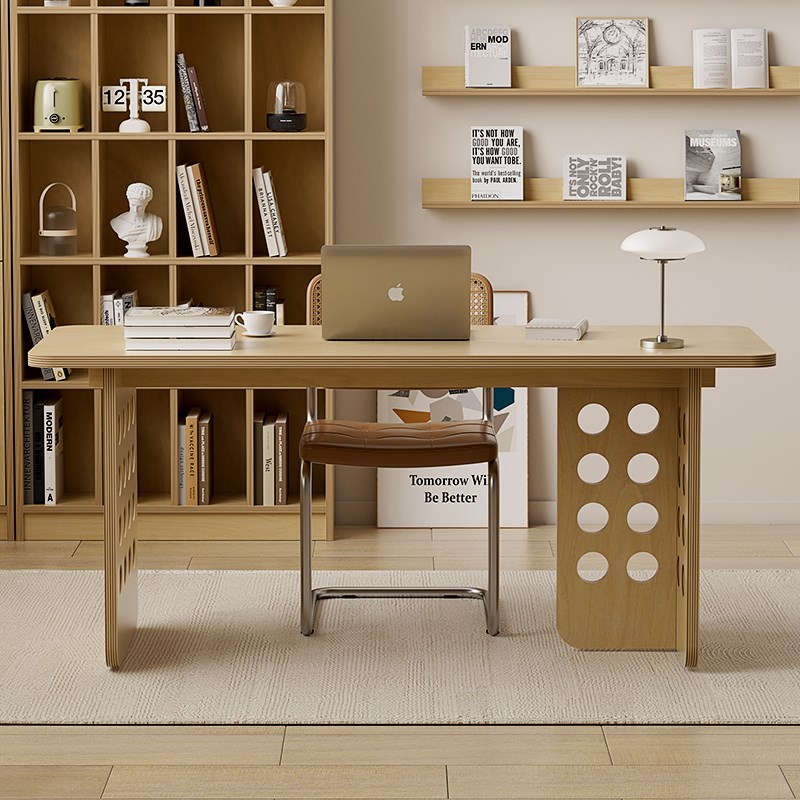 洞洞板书桌实木桦木海洋板工作台小户型现代简约餐桌办公电脑桌子