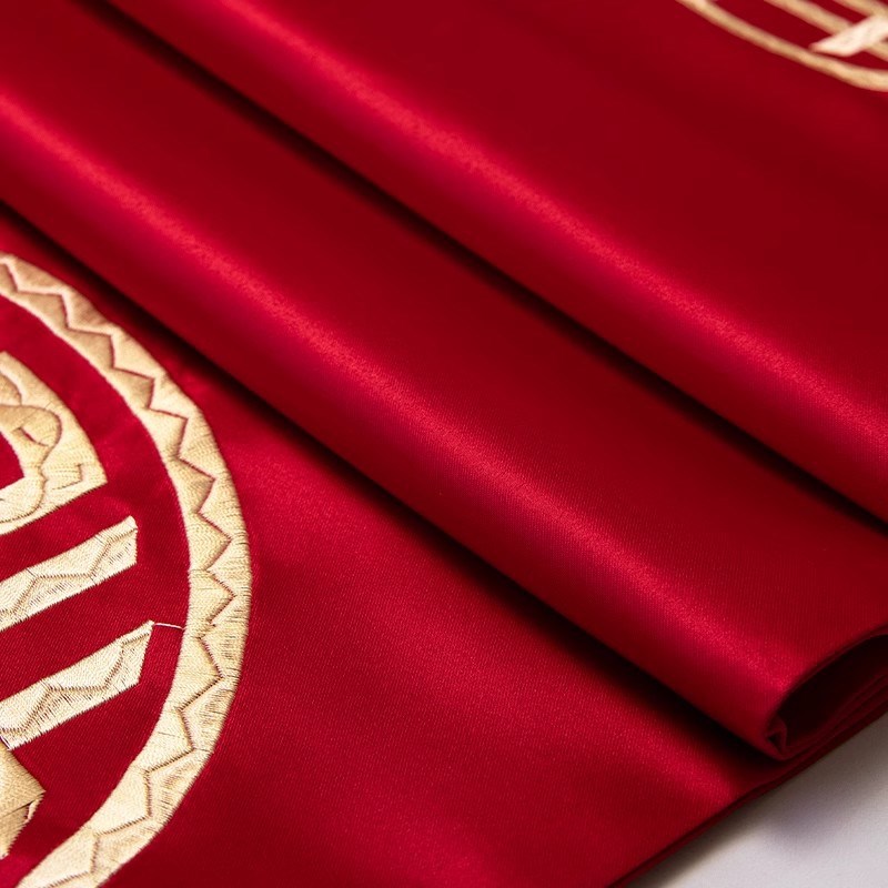 新款结婚喜字刺绣桌旗红色茶几桌布婚房布置客厅装饰布垫婚庆用品