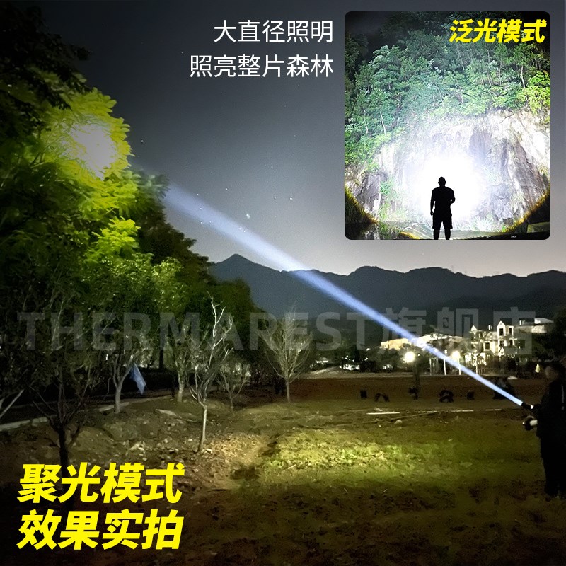 手电筒强光户外超亮远射激光变焦大功率超长续航大容量疝气探照灯