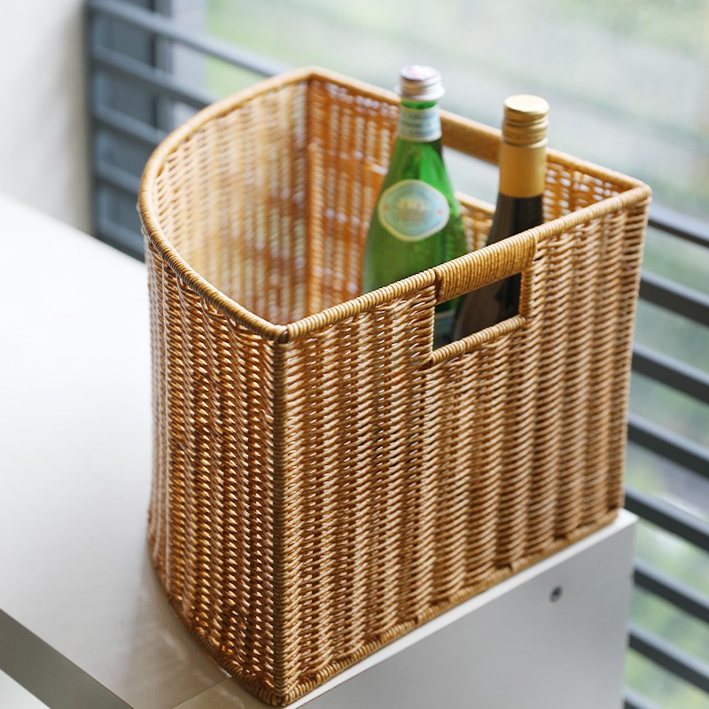 闲储扇形角落收纳筐仿藤编织客厅玄关转角储物篮缝隙三角收纳盒