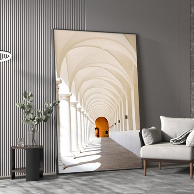 奶油风空间延伸感入户玄关装饰画客厅落地画原木风挂画走廊过道画