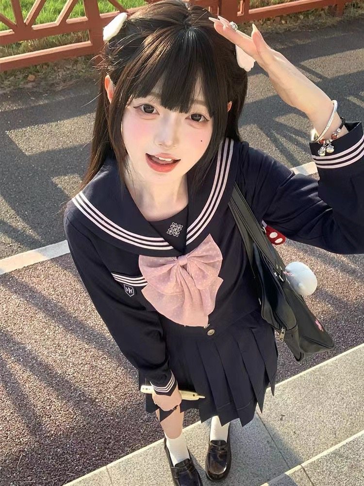 抚蝶女子原创正版日系JK制服水手服秋冬新款学院风套装女