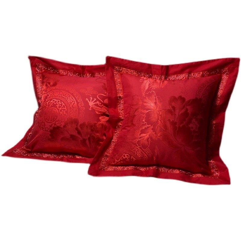 婚庆轻奢床头靠枕套50x50靠垫套沙发靠垫芯全棉欧美式提花抱枕套