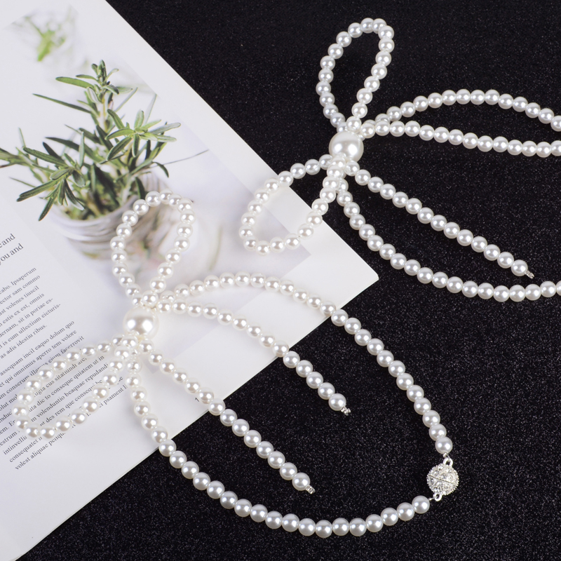 窗帘捆绑带珍珠网红仙女可爱磁吸磁铁带钻蝴蝶结束带扎带绑绳K-60