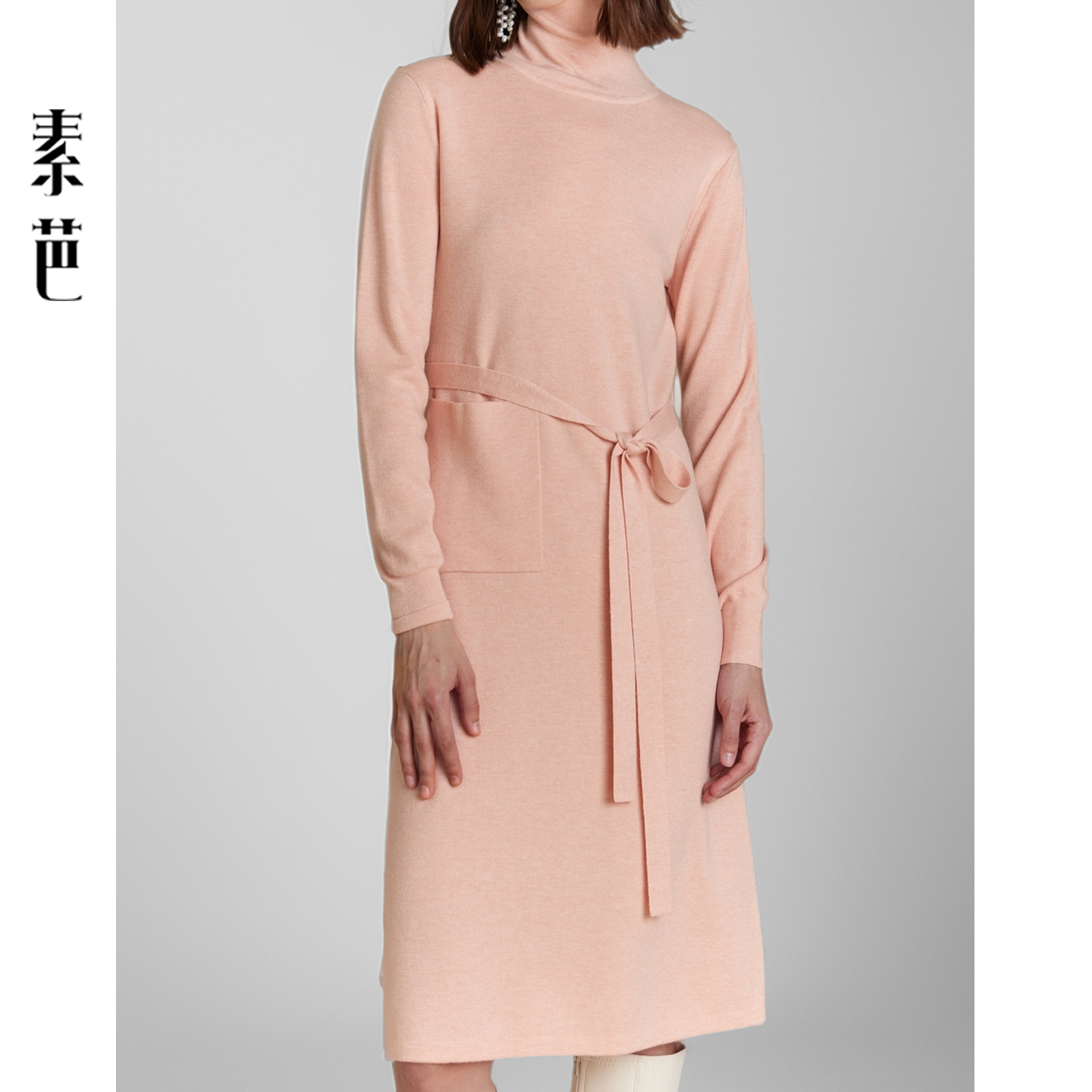 素芭气质高领毛衫连衣裙