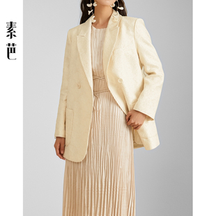 素芭艺术感提花西装女士春季直身廓形简洁大方时尚休闲外套SS0933