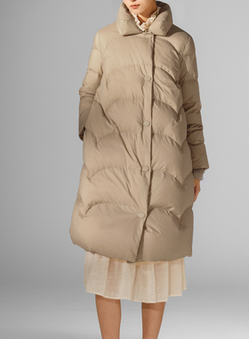 素芭波纹绗线云感立领羽绒服女冬季高级感时尚保暖长款外套SJ0786