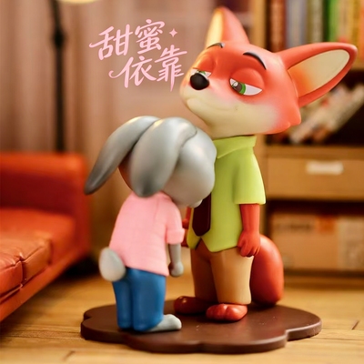 疯狂动物城拍档系列公仔盲盒朱迪尼克甜蜜依靠手办摆件洞洞乐