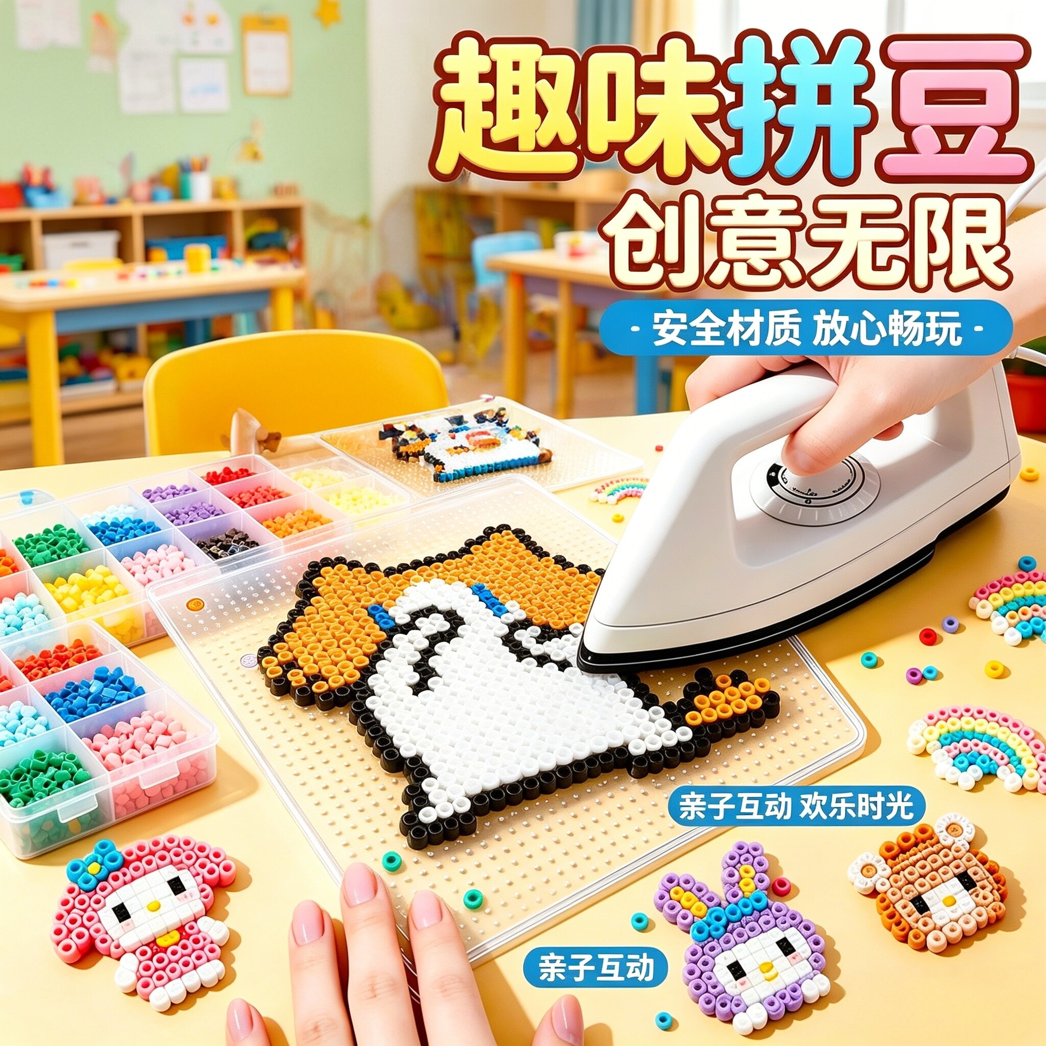 全套拼豆豆手工diy材料包套装工具大礼包立体融合豆24V小功率熨斗