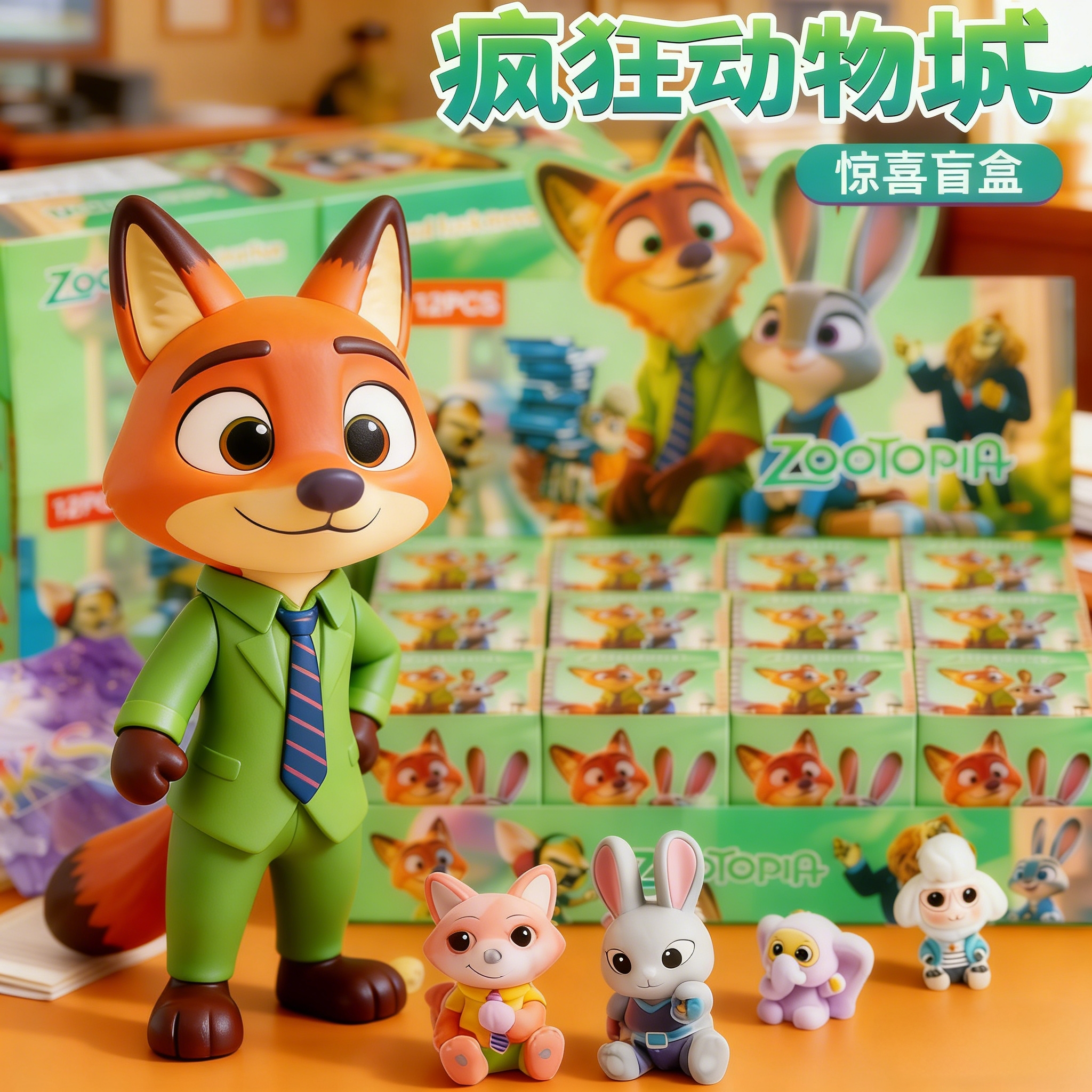 疯狂动物城卡通公仔盲盒尼克狐朱迪周边手办玩偶儿童抽奖玩具礼物