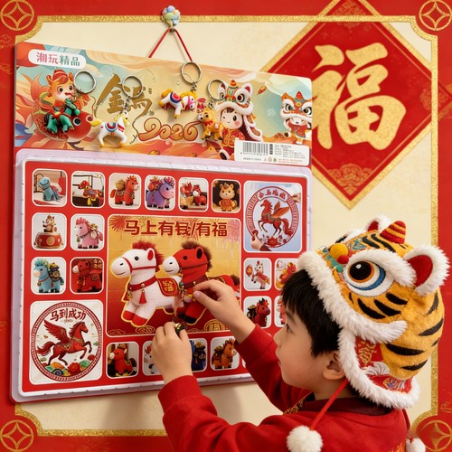 马年40抽洞洞乐祥瑞48盒福马盲盒公仔小学生礼物儿童抽奖戳戳乐