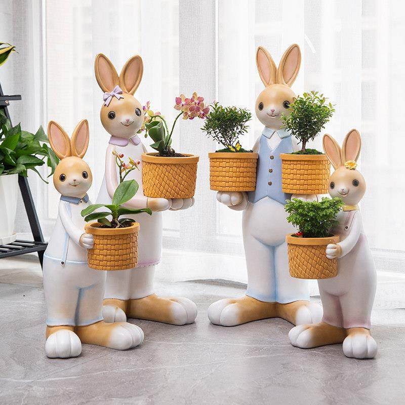 可爱兔子花盆落地摆件创意个性时尚家用室内植物盆栽阳台园艺花器,家居饰品,花盆,淘宝优惠券,粉丝福利购,淘宝优惠卷