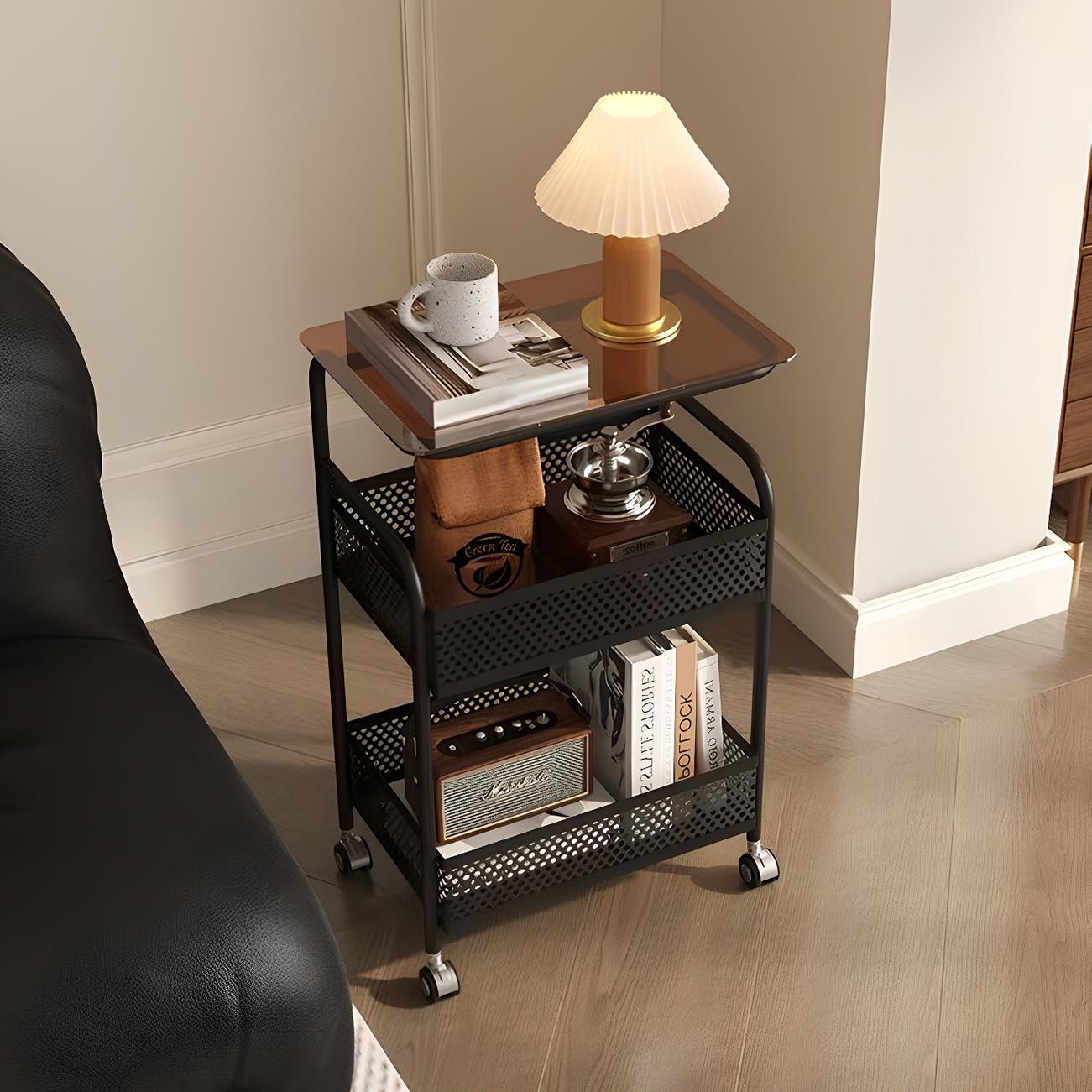 中古小推车置物架可移动沙发边几客厅零食收纳复古边柜茶几小桌子