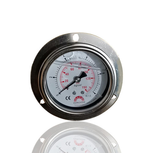 台湾华记不锈钢压力表耐震表充油轴向带前边YBN63ZT 10KG 150PSI