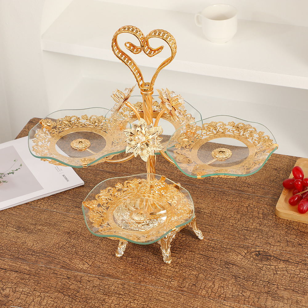 厂家直销新款轻奢风创意家用客厅酒店茶几水晶果盘欧式水果盘批发