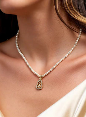 法式复古白色水滴珍珠锁骨链