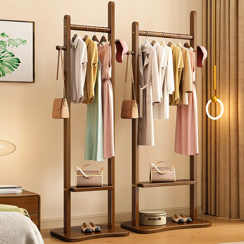 卧室家用全实木衣帽架收纳挂衣架