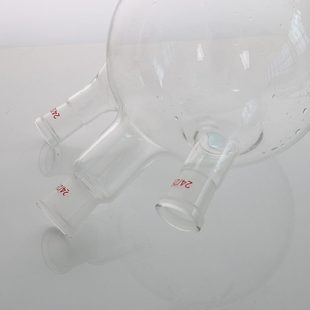甄选三口烧透明玻璃斜口蒸馏反应器实验室分离圆底三口烧