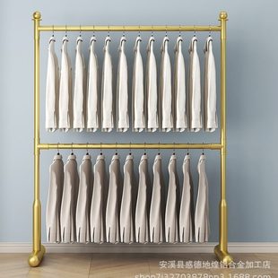 晾衣架落地家用三层阳台卧室内晒衣挂衣架简易可升降衣 甄选双杆式
