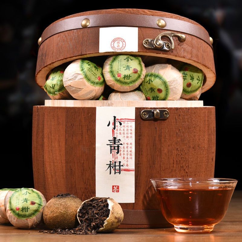 正宗新会小青柑普洱茶陈皮宫廷柑普茶普洱熟茶250g500g木桶礼盒装