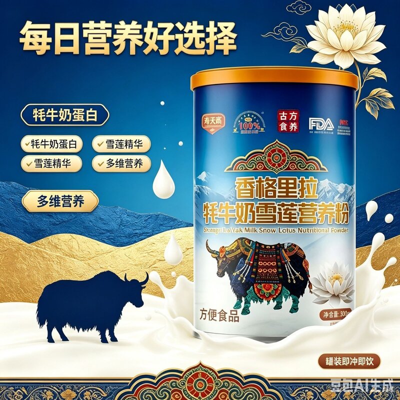 到手六罐香格里拉牦牛奶雪莲营养粉成人罐装方便冲饮食品