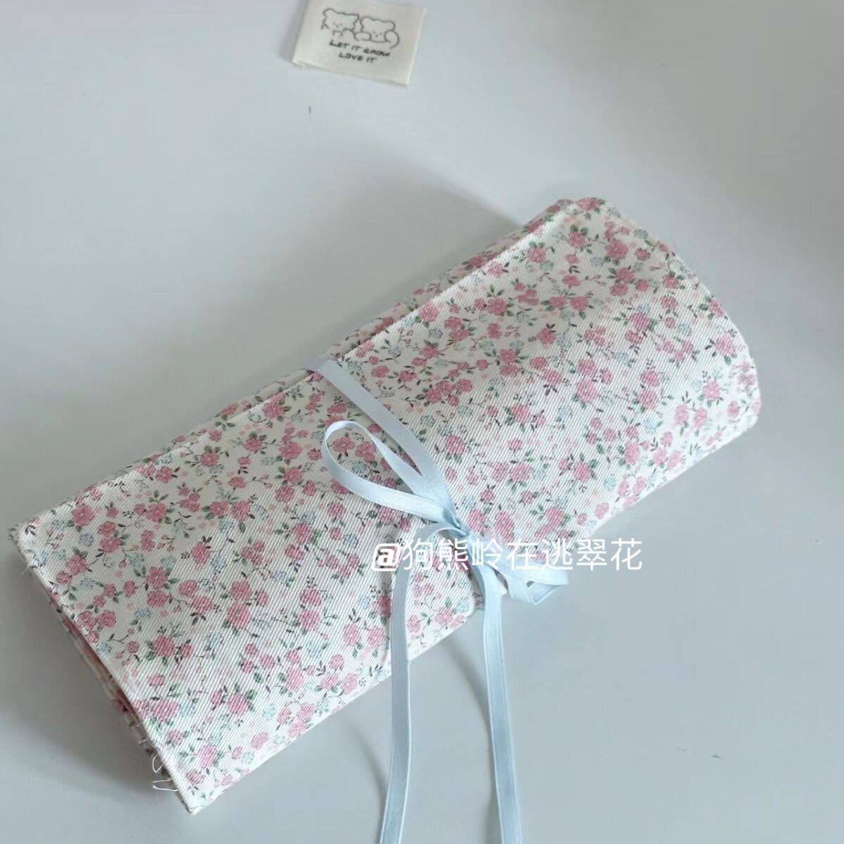 韩系ins风碎花化妆刷具专用随身卷帘袋旅行便携防尘文具收纳小包
