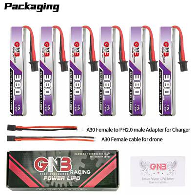 GNB高能380mAh 1S 3.8V 60C锂电池PH2.0 A30 GNB27 放电插头