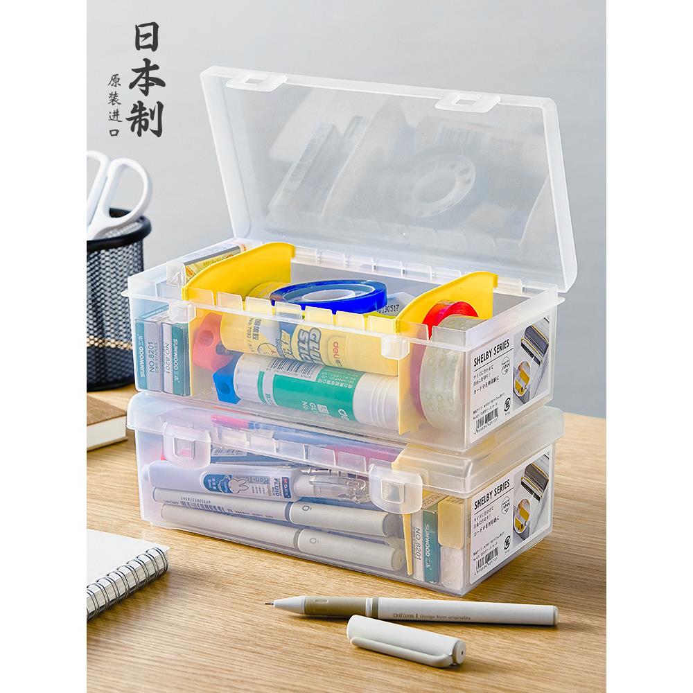 日本进口抽屉分隔收纳盒透明家用工具整理盒塑料长方形有盖小盒子