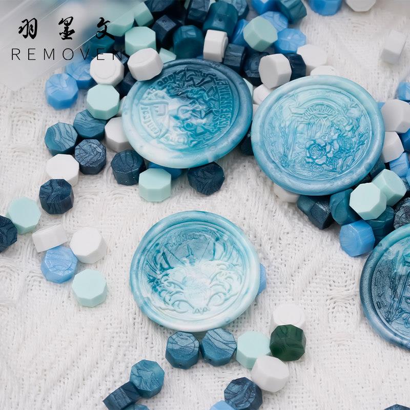 火漆印章八边形蜡粒火蜡粒混色系列可爱小清晰INS风袋装学生手账蜡信封请柬封印封蜡