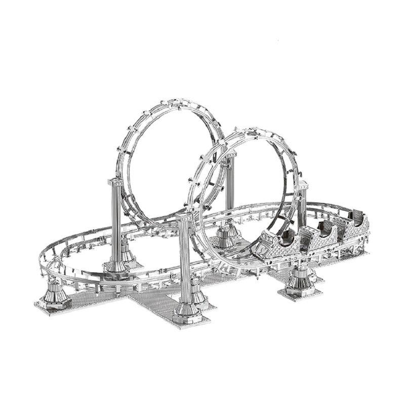 钢达3D立体金属拼图过山车模型diy手工拼装模型成人玩具礼物